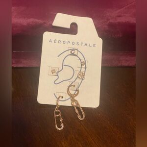 Aeropostale Safety Pin and Multi Location Gold Tone Womens Stud Earrings NWT